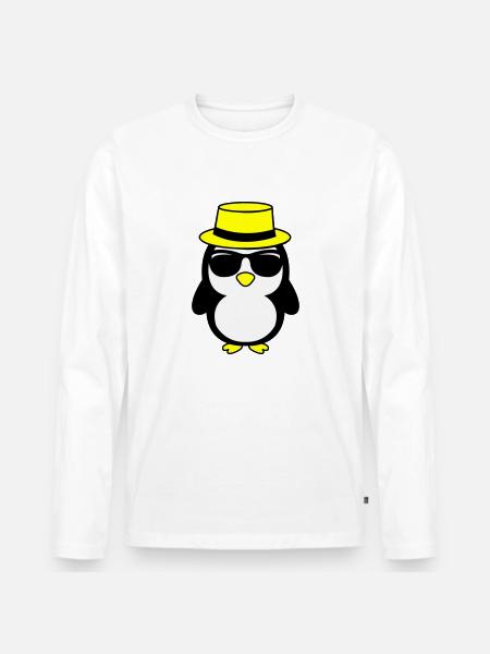 Cool Penguin 02 - Men's Premium Organic Long Sleeve Shirt - white