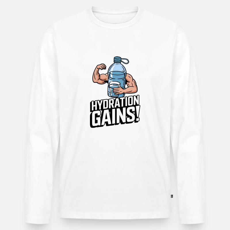 Flüssigkeitszuwächse! - Männer Premium Bio Langarmshirt - Weiß