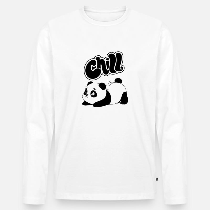 Panda und chillen - Männer Premium Bio Langarmshirt - Weiß