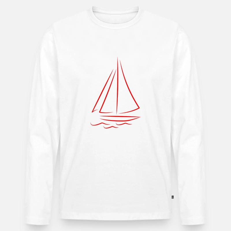 Segelboot Boot Illustration - Männer Premium Bio Langarmshirt - Weiß