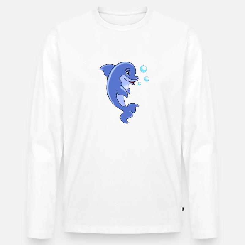Delphin - Männer Premium Bio Langarmshirt - Weiß