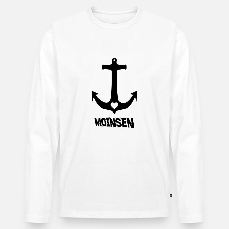 Anker Moinsen mit Herz - Männer Premium Bio Langarmshirt - Weiß