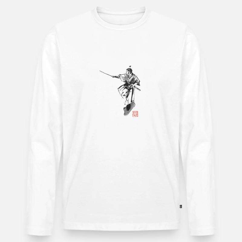 Samurai-Position - Männer Premium Bio Langarmshirt - Weiß