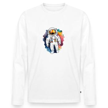Aquarelle d’astronaute Aquarelle - T-shirt manches longues Premium bio Homme - blanc - Devant - Nico (187cm)