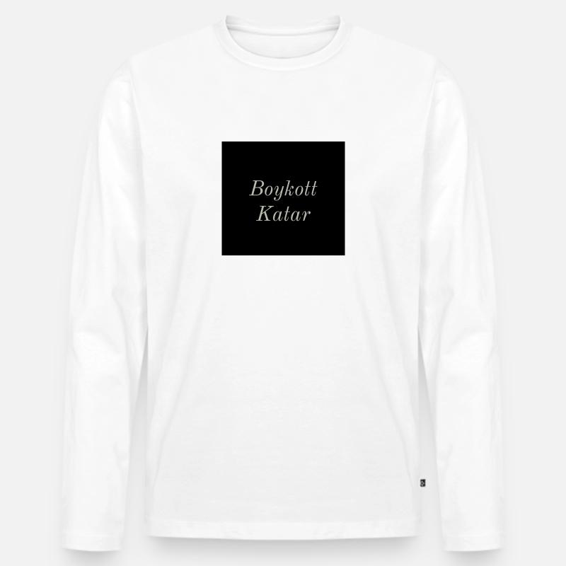 Boykott Katar - Männer Premium Bio Langarmshirt - Weiß