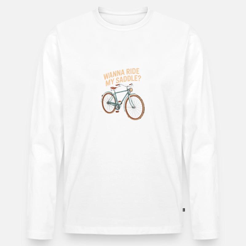 Möchtest Du Auf Meinen Sattel? - Männer Premium Bio Langarmshirt - Weiß
