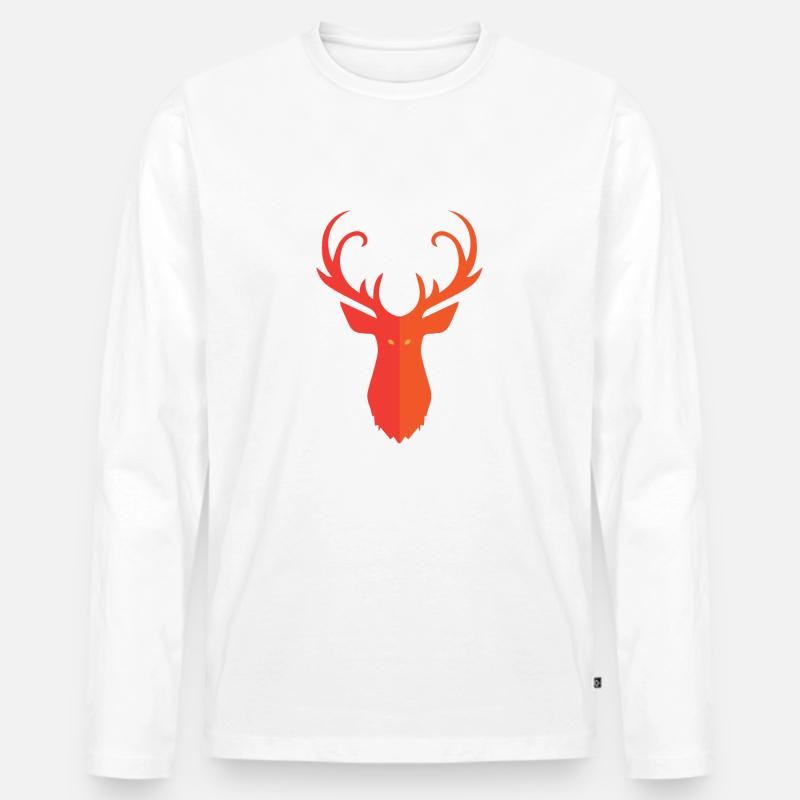 Roter Hirsch - Männer Premium Bio Langarmshirt - Weiß