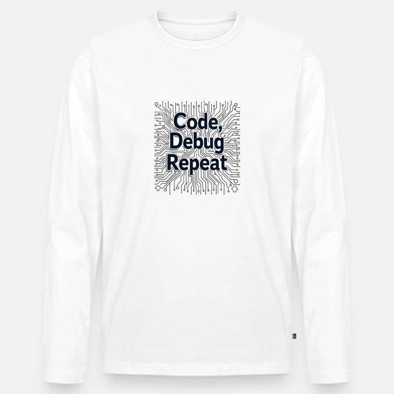 Code Debug Repeat - Software Engineer - Männer Premium Bio Langarmshirt - Weiß
