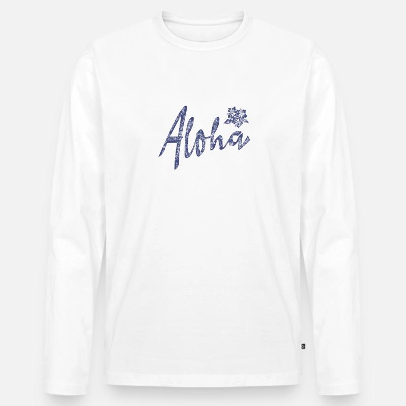 Hawaii Design - Männer Premium Bio Langarmshirt - Weiß