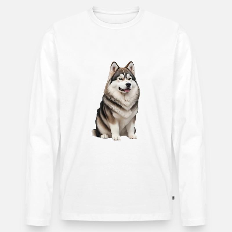 Malamut - Männer Premium Bio Langarmshirt - Weiß