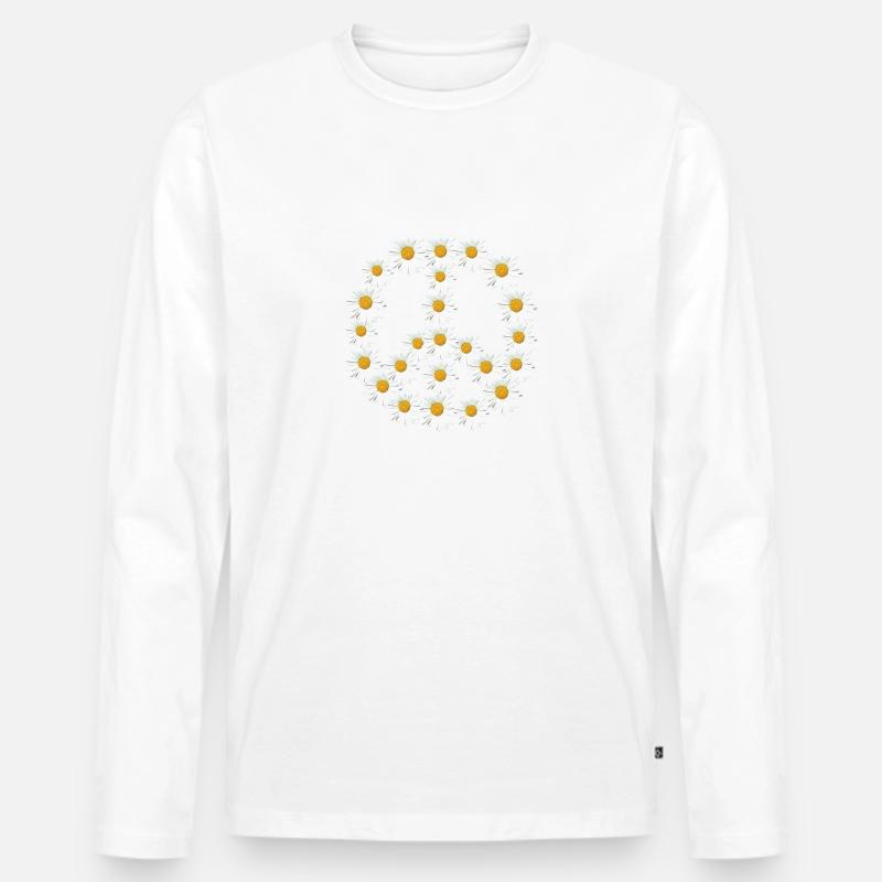 Der Friede blüht - Männer Premium Bio Langarmshirt - Weiß