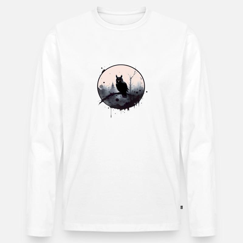 Nachteule - Männer Premium Bio Langarmshirt - Weiß