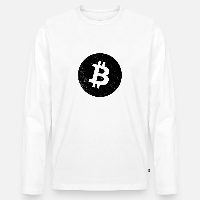 bitcoin grunge - Männer Premium Bio Langarmshirt - Weiß