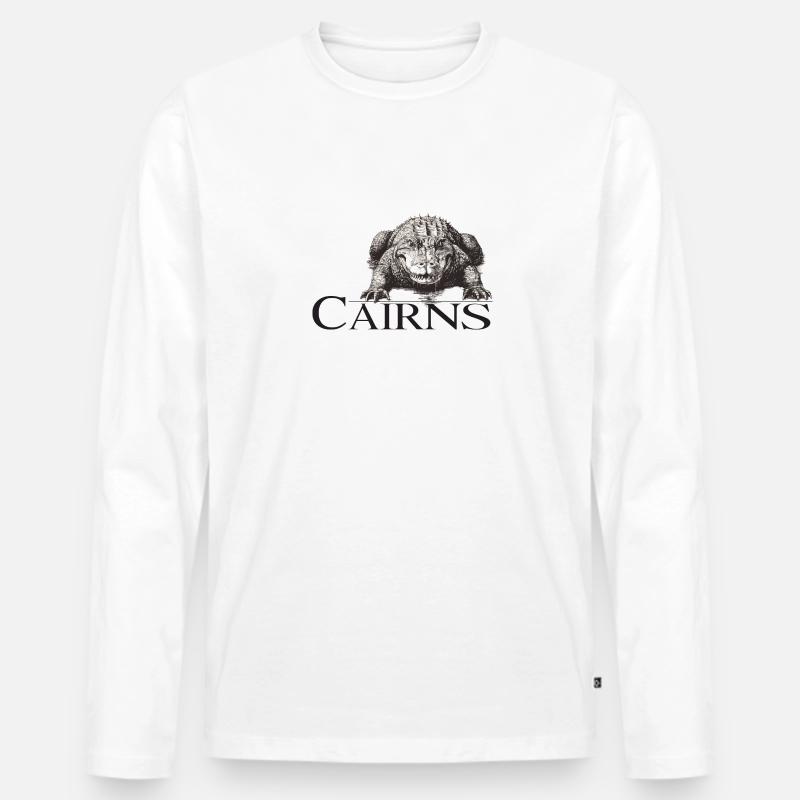 Cairns Aligator - Männer Premium Bio Langarmshirt - Weiß