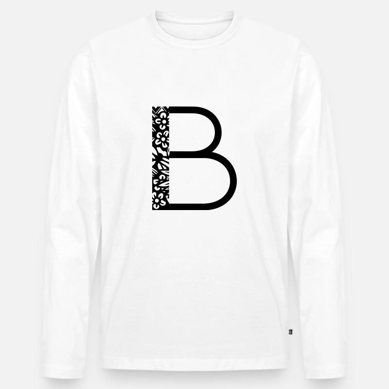 Buchstabe B - Männer Premium Bio Langarmshirt - Weiß