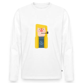 Marin en imperméable - T-shirt manches longues Premium bio Homme - blanc - Devant - Nico (187cm)