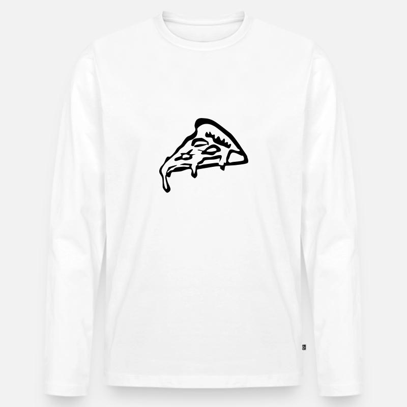 Pizza - Männer Premium Bio Langarmshirt - Weiß