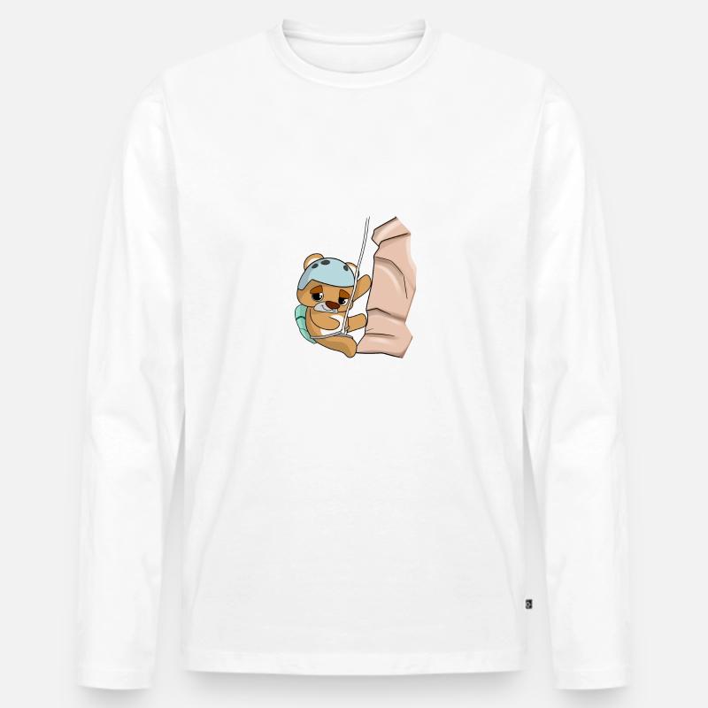 Klettern Abseilen Bär Comic - Männer Premium Bio Langarmshirt - Weiß