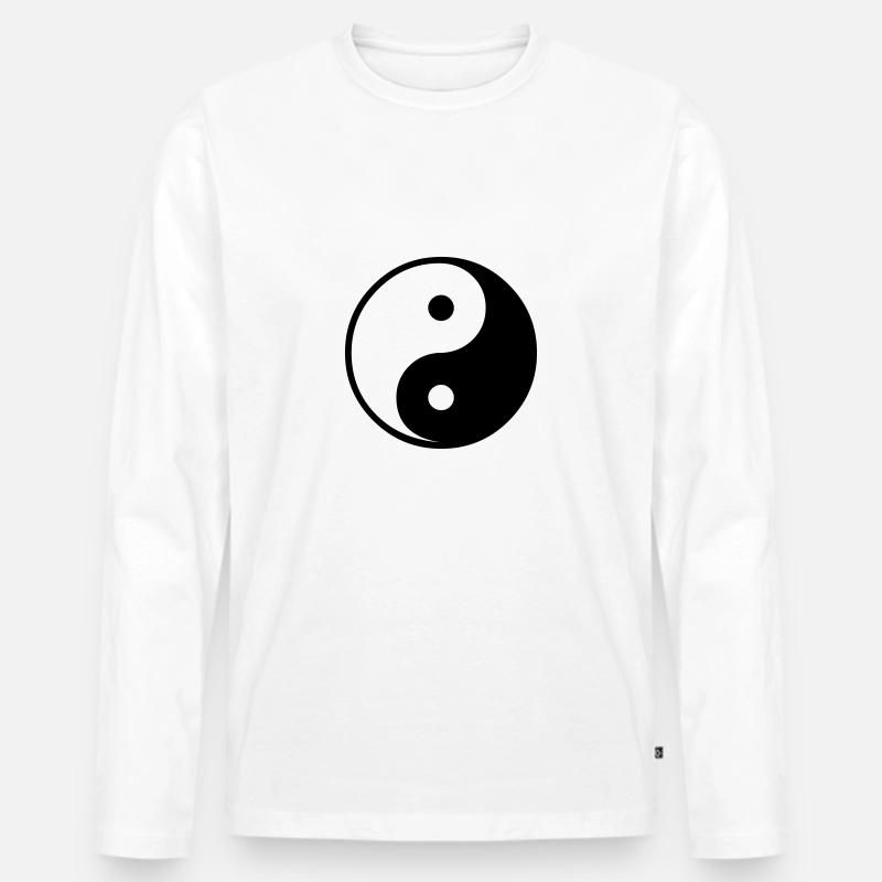 Yin und Yang - Männer Premium Bio Langarmshirt - Weiß