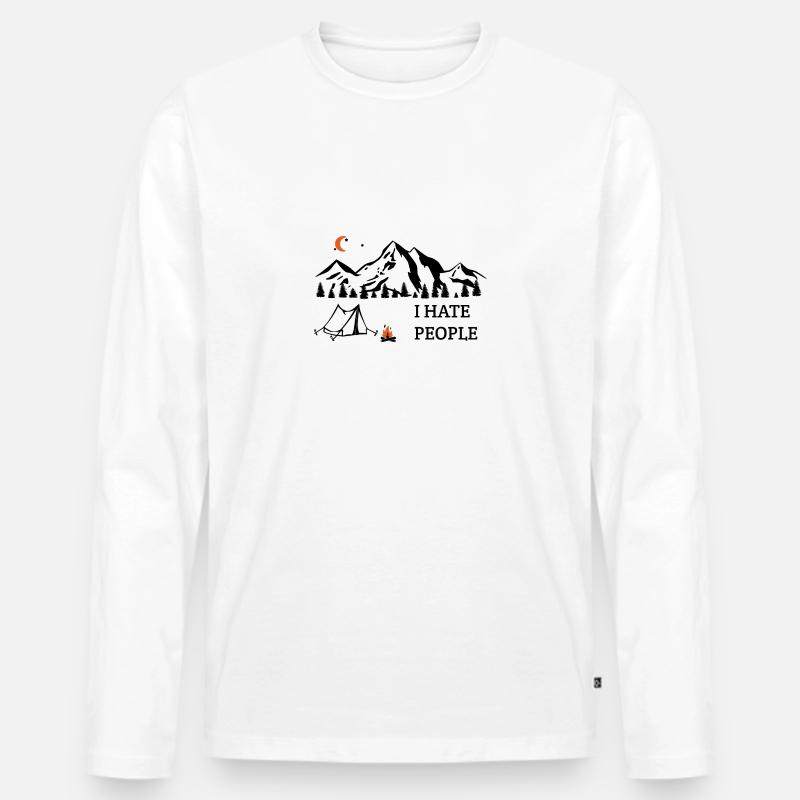 I hate people - Männer Premium Bio Langarmshirt - Weiß