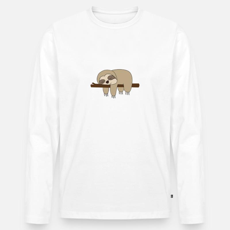 Sleeping Sloth Comic Gift Idea - Men's Premium Organic Long Sleeve Shirt - white