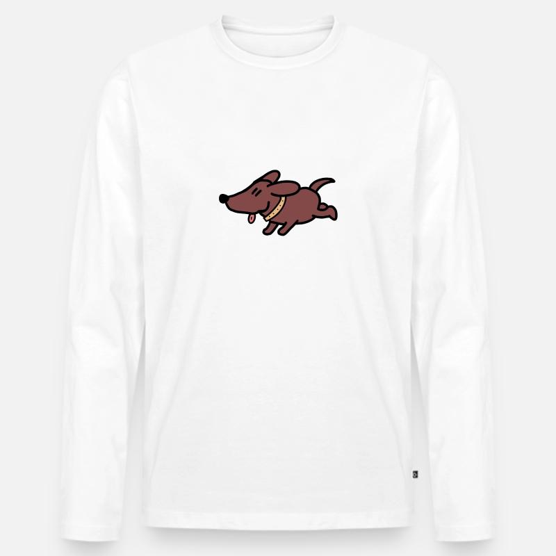 Hund Dackel Comic - Männer Premium Bio Langarmshirt - Weiß
