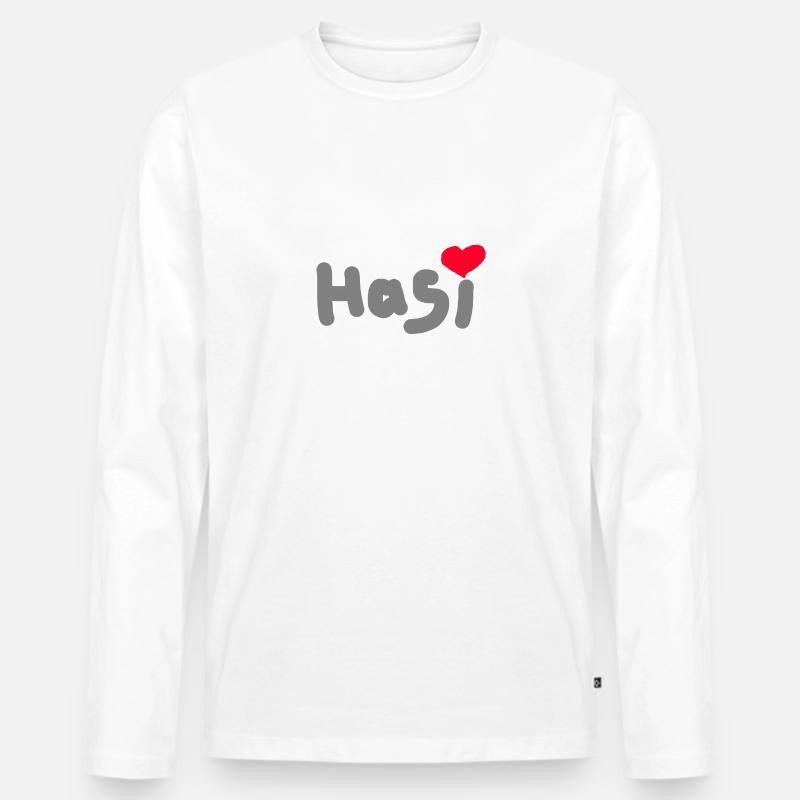 Hasi - Männer Premium Bio Langarmshirt - Weiß