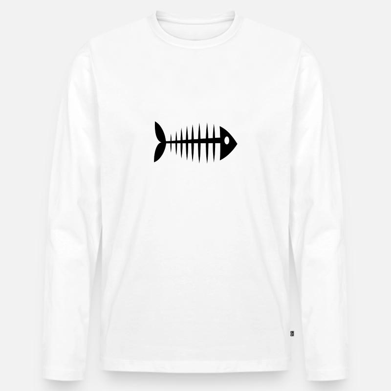 Fischgräte Geschenkidee - Männer Premium Bio Langarmshirt - Weiß