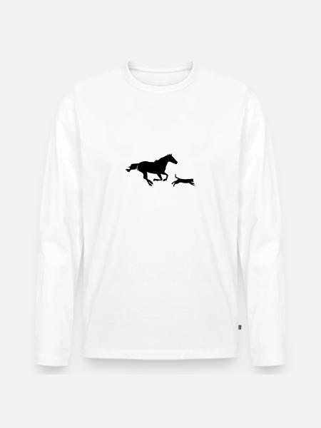 Cheval et chat - T-shirt manches longues Premium bio Homme - blanc
