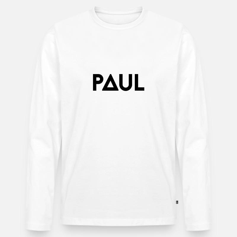 Vorname Paul - Männer Premium Bio Langarmshirt - Weiß