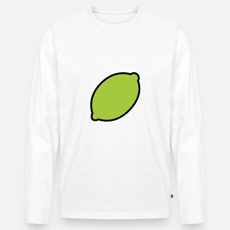 Limette - Männer Premium Bio Langarmshirt - Weiß