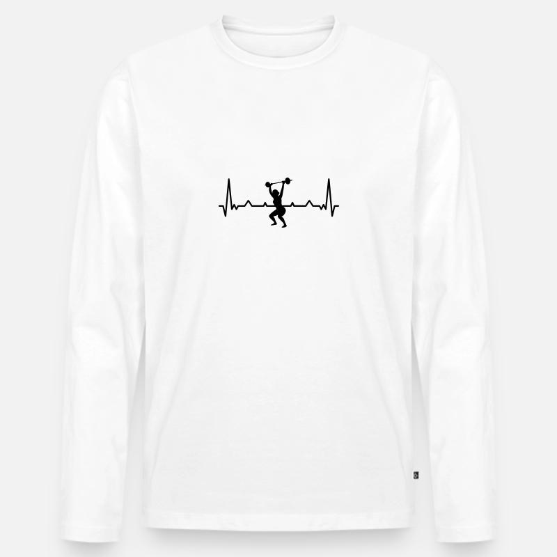 Herzschlag - Männer Premium Bio Langarmshirt - Weiß