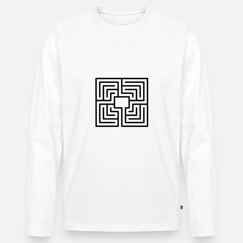 Klassisches Labyrinth - Männer Premium Bio Langarmshirt - Weiß