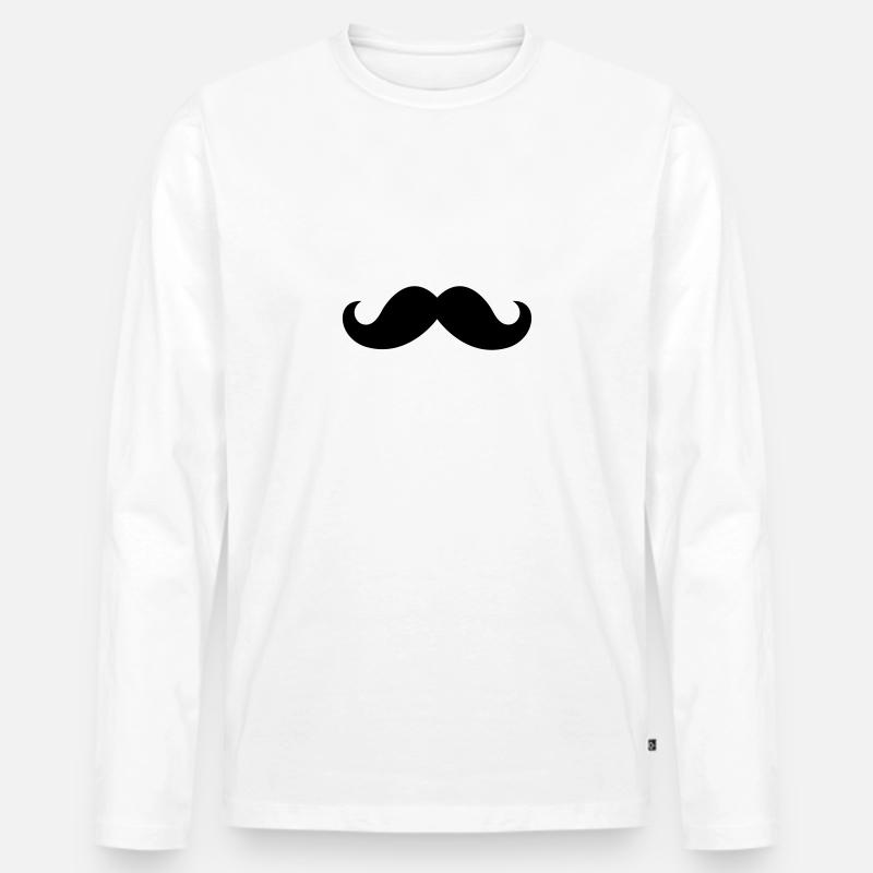 Schnurrbart - Männer Premium Bio Langarmshirt - Weiß