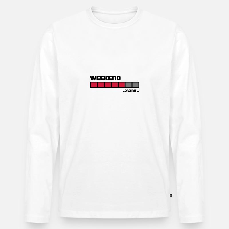 Weekend Loading | Fun T-Shirts bedrucken - Männer Premium Bio Langarmshirt - Weiß