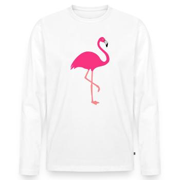 Flamingo - tierisches Design - Männer Premium Bio Langarmshirt - Weiß - Vorne - Nico (187cm)