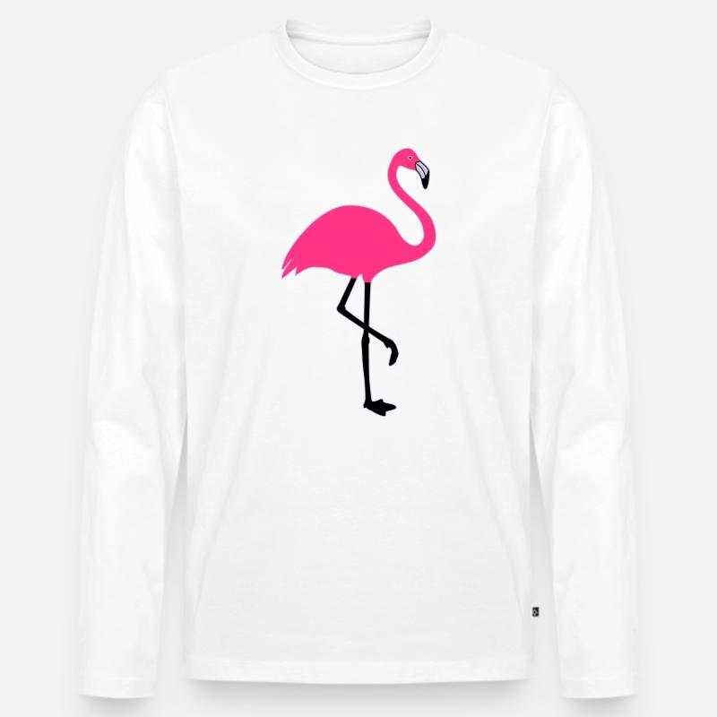 Flamingo Sommer Sonne Strand - Männer Premium Bio Langarmshirt - Weiß