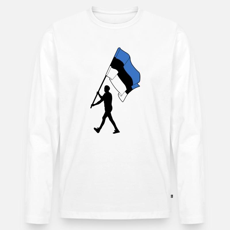 Flagge Estland Mann geht - Männer Premium Bio Langarmshirt - Weiß