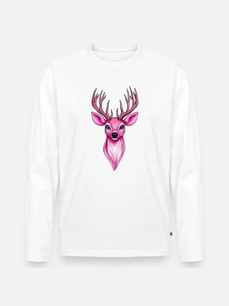 pink fantasy deer - Men's Premium Organic Long Sleeve Shirt - white