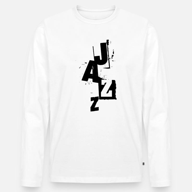 distressed bold jazz music logo - Männer Premium Bio Langarmshirt - Weiß