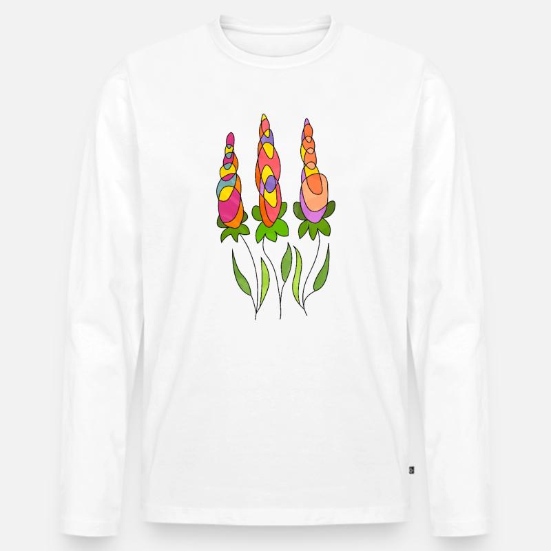 Blumen - Männer Premium Bio Langarmshirt - Weiß