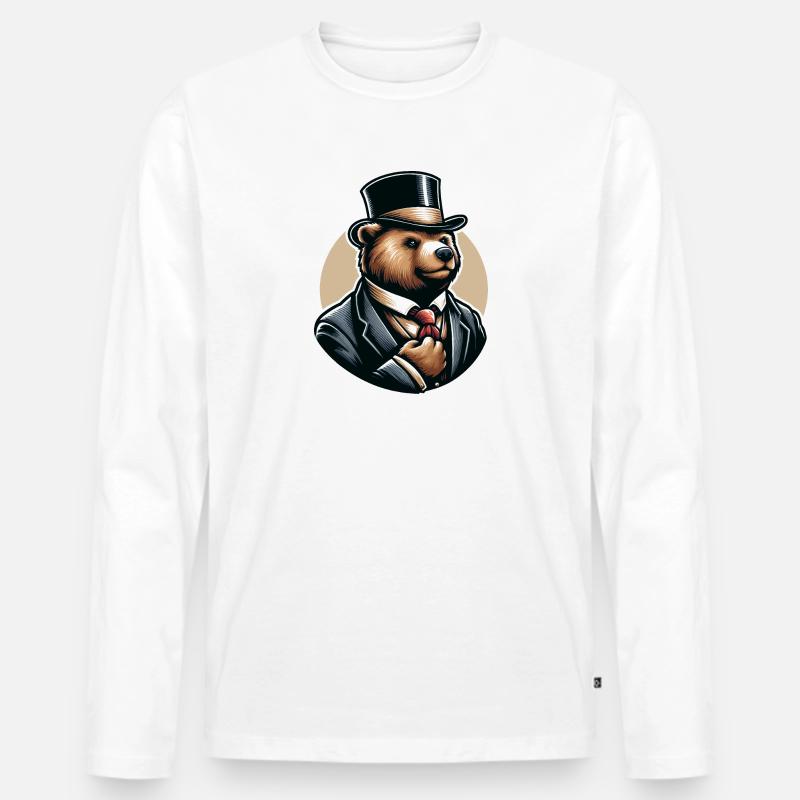 Reicher Bär - Männer Premium Bio Langarmshirt - Weiß