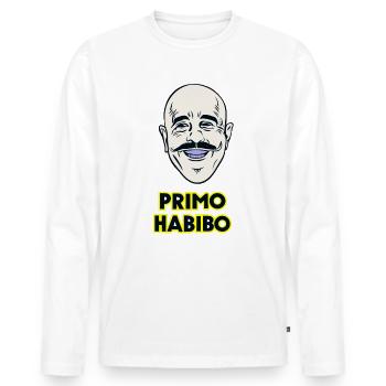 Drôle de cadeau - Primo Habibo - T-shirt manches longues Premium bio Homme - blanc - Devant - Nico (187cm)