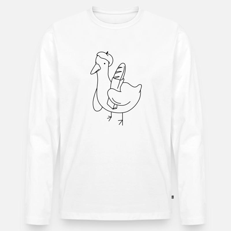 Baguette Ente - Männer Premium Bio Langarmshirt - Weiß