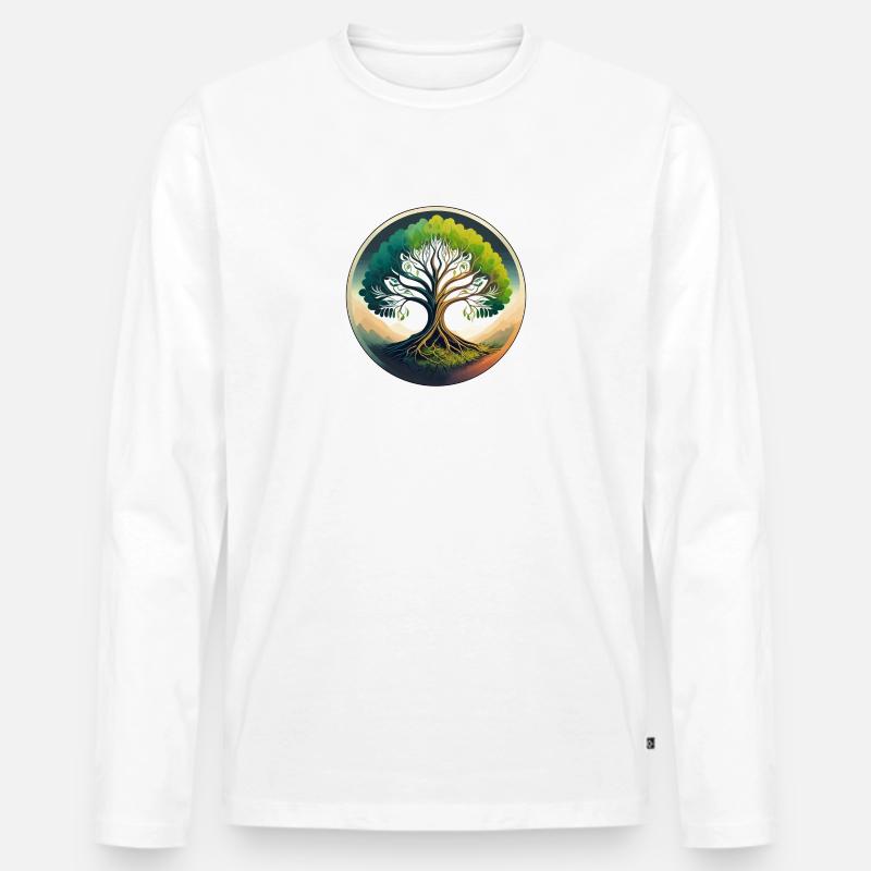 Baum des Lebens - Männer Premium Bio Langarmshirt - Weiß