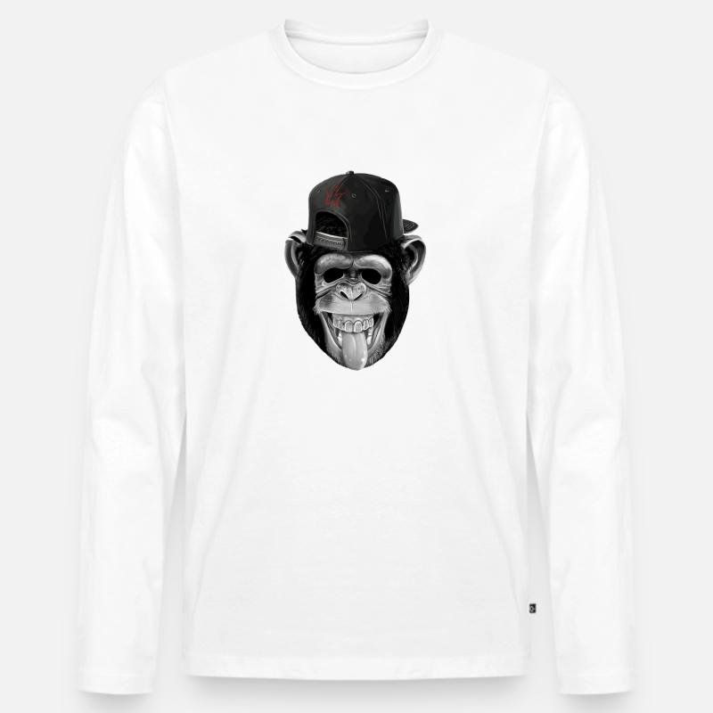 monkey business - Männer Premium Bio Langarmshirt - Weiß