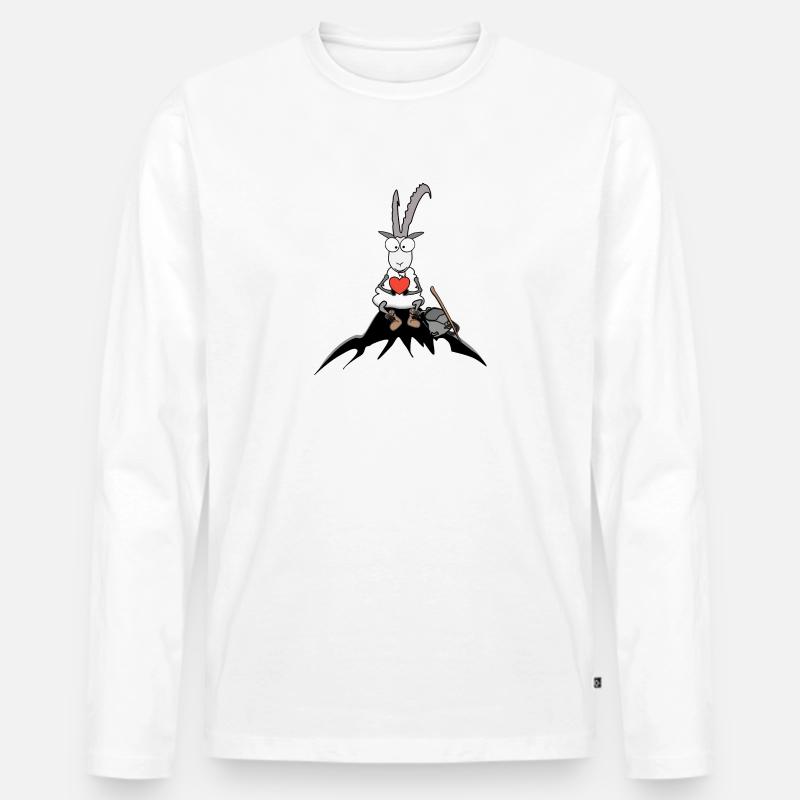 Steinbock mit Herz - Männer Premium Bio Langarmshirt - Weiß