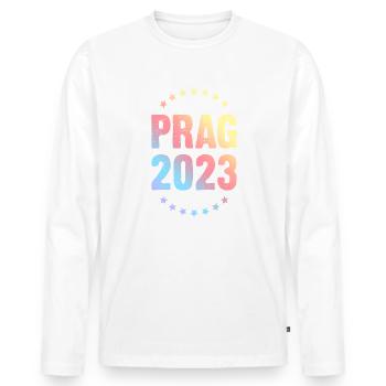 Prag 2023 - Männer Premium Bio Langarmshirt - Weiß - Vorne - Nico (187cm)
