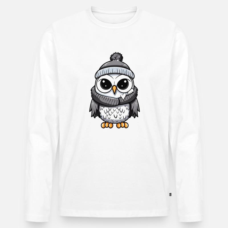 Eule Winter Comic - Männer Premium Bio Langarmshirt - undefined
