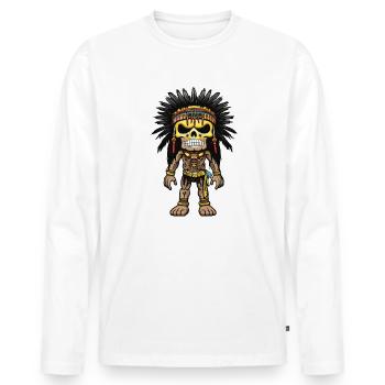 Apache Indian Skeleton - Men's Premium Organic Long Sleeve Shirt - white - Front - Nico (187cm)